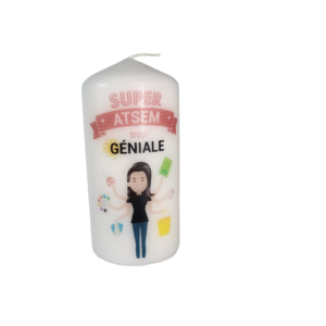 Bougie blanche remerciements ATSEM 11cm