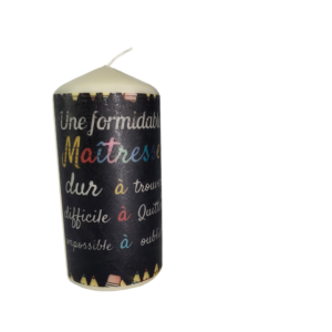 Bougie écru remerciements maitresse formidable 11cm