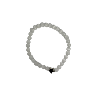 Bracelet oeil de chat 6mm blanc avec étoile