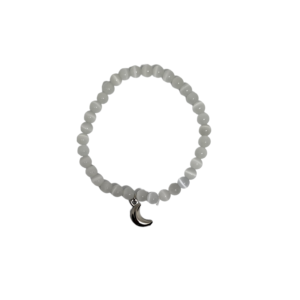 Bracelet oeil de chat 6mm blanc avec lune