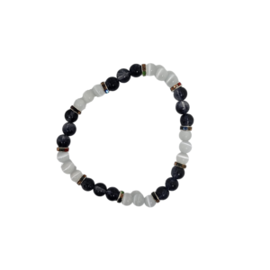 Bracelet oeil de chat 6mm blanc et noir