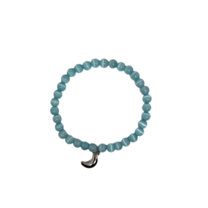 Bracelet oeil de chat 6mm bleu avec lune