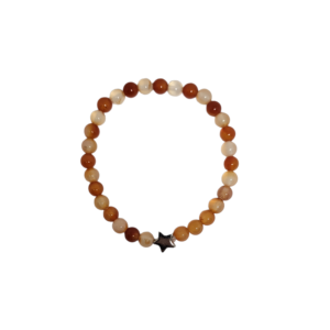 Bracelet oeil de chat 6mm orange avec étoile