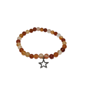 Bracelet oeil de chat 6mm orange avec pendentif étoile