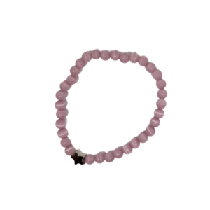 Bracelet oeil de chat 6mm rose avec étoile