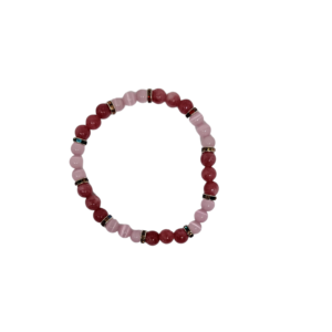 Bracelet oeil de chat 6mm rose clair et rose foncé