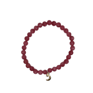 Bracelet oeil de chat 6mm rose foncé avec lune