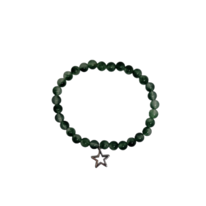 Bracelet oeil de chat 6mm vert foncé avec pendentif étoile