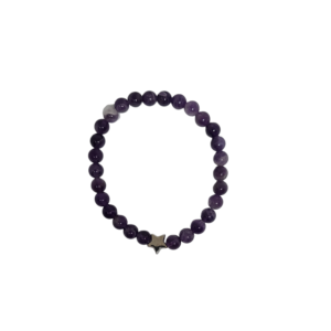 Bracelet oeil de chat 6mm violet avec étoile