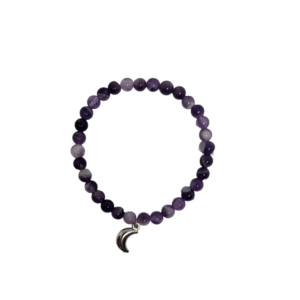 Bracelet oeil de chat 6mm violet avec lune