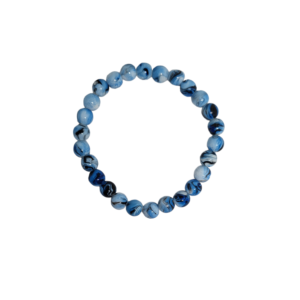 Bracelet perle 6mm bleu marbré