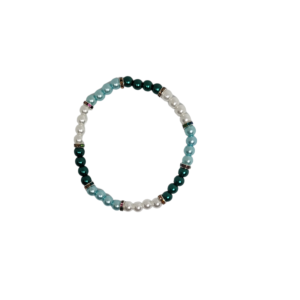 Bracelet perle 6mm multi-colore vert foncé bleu clair blanc