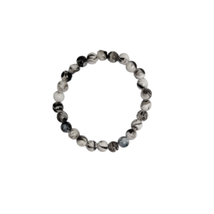 Bracelet perle 6mm noir et blanc marbré
