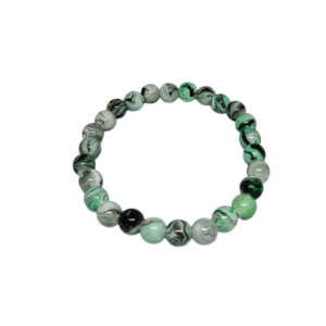 Bracelet perle 6mm vert marbré