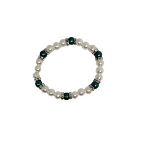 Bracelet perle 8mm multicolore blanc et vert foncé