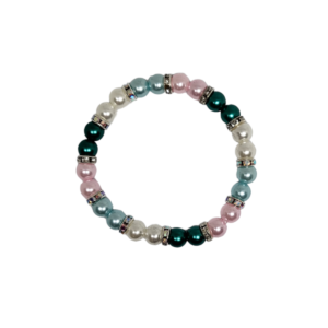 Bracelet perle 8mm multicolore vert blanc et rose