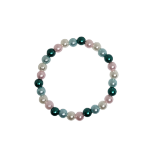 Bracelet perle 8mm multicolore vert foncé bleu rose et blanc