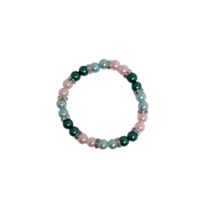 Bracelet perle 8mm multicolore vert foncé bleu clair et rose