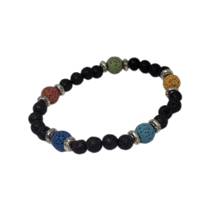 Bracelet chakra 5 perles de 8mm, multicolore isolé et perles noir